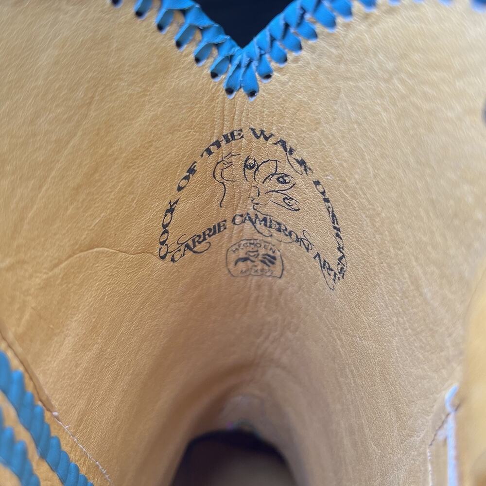 Carrie Cameron Peacock Boots Women's 8.5B Hand Tooled Painted Leather Western - Picture 15 of 16